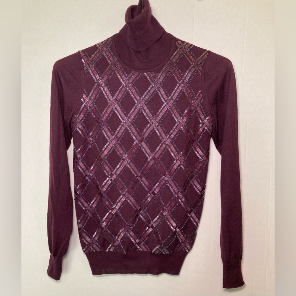 Salvatore Ferragamo GUC Size Small Turtleneck Sweater with Beaded Design